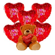 Arreglo de globos con oso por valent�n