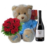 Oso Valent�n, rosas y vino